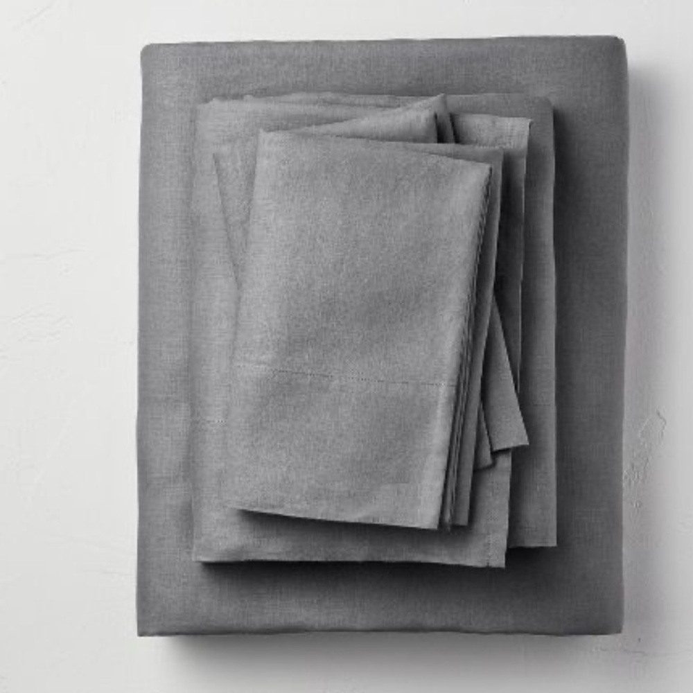 NEW Casaluna 100% Washed Linen Solid Sheet Set